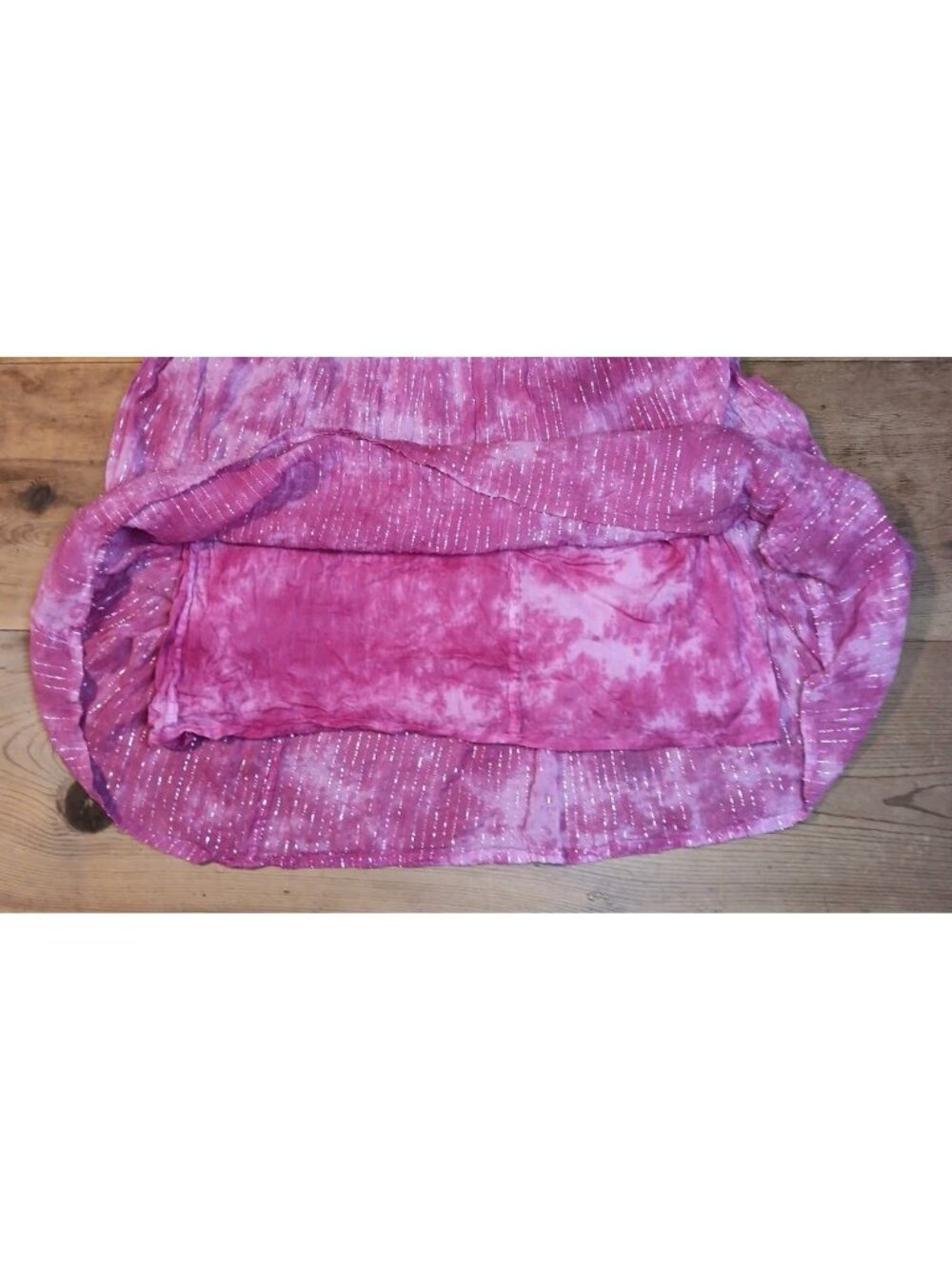 Vtg Kaaku Midi Skirt Women Free One Size Pink Metallic Prairie Festival Cotton - Picture 4 of 9